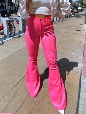 Bell bottom flare pink jeans